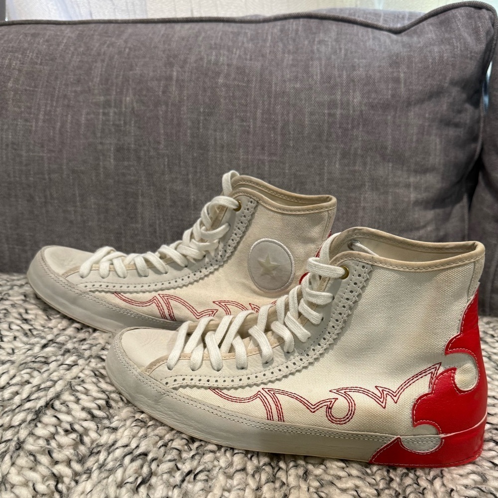 Converse Women's High-Top Sneakers - Cream and Red Design